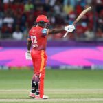 Rovman Powell of Dubai Capitals vs Abu Dhabi Knight Riders