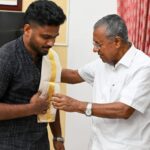 Sanju Samson felicitated by Kerala CM Pinarayi Vijayan after T20 WC win