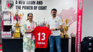 MoS Sports Raksha Khadse visits NorthEast United FC, commends club's grassroots talent development m