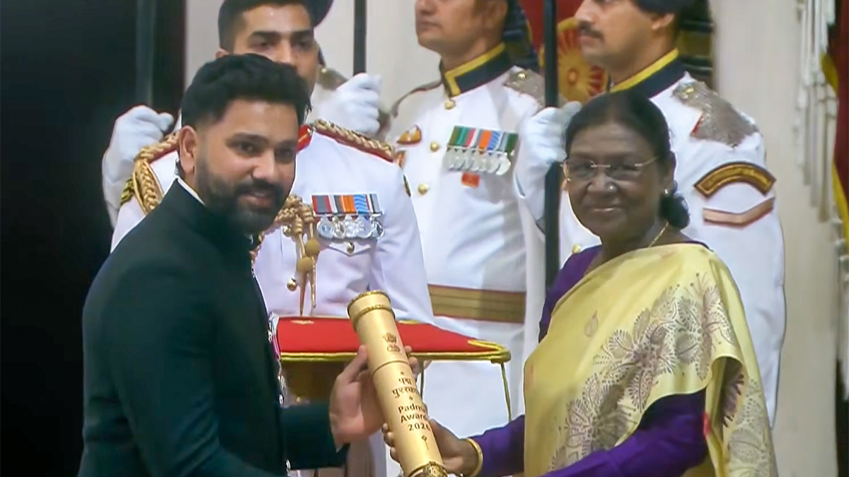 Rohit Sharma receives prestigious Padma Shri Award from President Droupadi Murmu